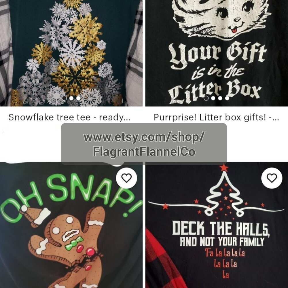 Crushing it this Christmas - upcycled flannel/tee combo - Picture 7 of 7